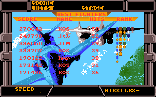 After Burner II IBM PC/Compatibles Screenshot: Top scores.
