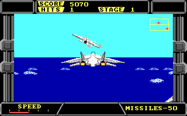 After Burner II IBM PC/Compatibles Screenshot: Firing at an enemy plane.