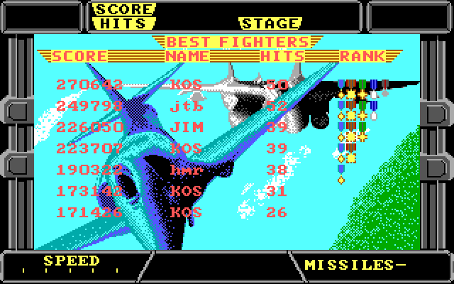After Burner II IBM PC/Compatibles Screenshot: High scores.
