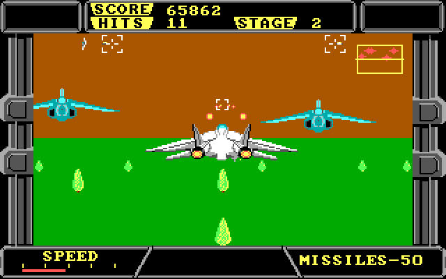 After Burner II IBM PC/Compatibles Screenshot: Avoid these large planes that are attacking...