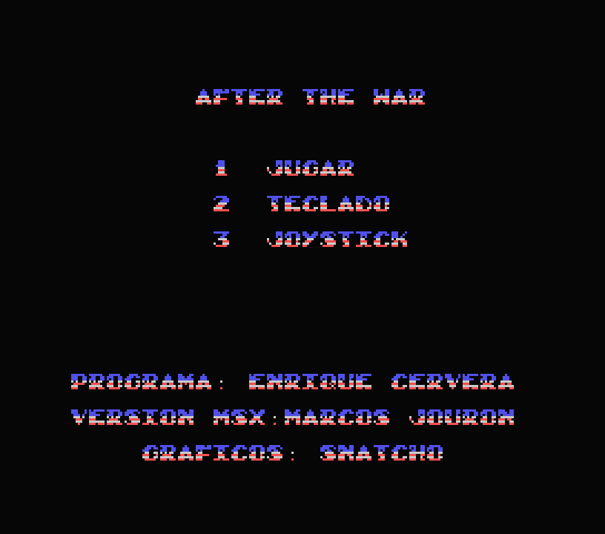 After the War MSX Screenshot: The main menu.