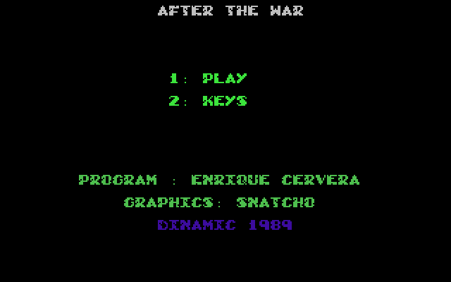 After the War IBM PC/Compatibles Screenshot: The main menu.