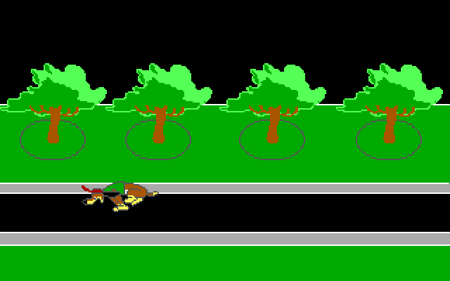 All Dogs Go to Heaven IBM PC/Compatibles Screenshot: Running through town...