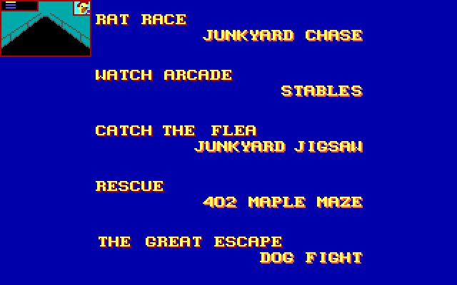 All Dogs Go to Heaven IBM PC/Compatibles Screenshot: You can also choose to play games individually instead of in sequence.