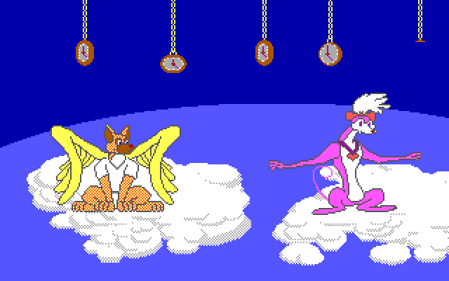 All Dogs Go to Heaven IBM PC/Compatibles Screenshot: Can you snag some of these watches without getting caught?