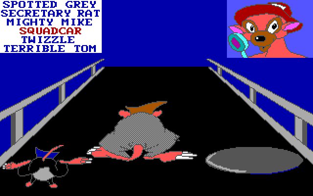 All Dogs Go to Heaven IBM PC/Compatibles Screenshot: It's a rat race! Don't trip on the manhole covers...