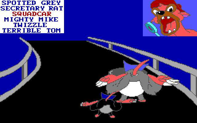 All Dogs Go to Heaven IBM PC/Compatibles Screenshot: Sharp turn in the track here...
