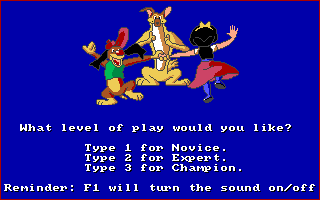 All Dogs Go to Heaven Amiga Screenshot: What skill level would you like?
