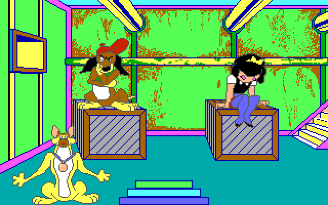 All Dogs Go to Heaven Amiga Screenshot: Can you solve the puzzle to escape?