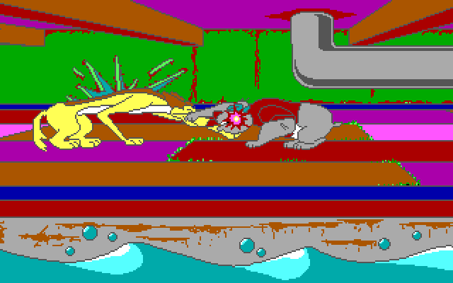 All Dogs Go to Heaven Amiga Screenshot: I hit my opponent!
