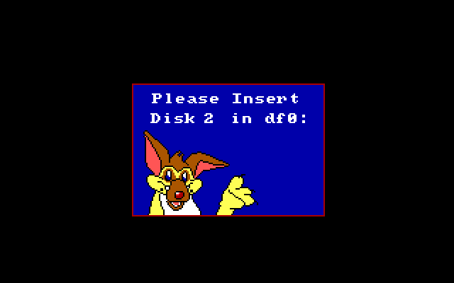 All Dogs Go to Heaven Amiga Screenshot: The loading or insert new disk screen...