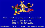 All Dogs Go to Heaven for Amiga - What skill level would you like?