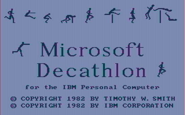 Olympic Decathlon IBM PC/Compatibles Screenshot: Title screen.