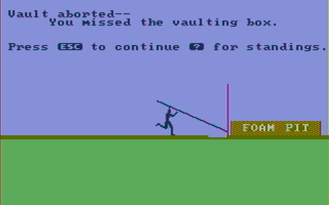 Olympic Decathlon IBM PC/Compatibles Screenshot: This time I missed the vaulting box.