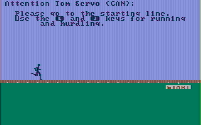 Olympic Decathlon IBM PC/Compatibles Screenshot: Getting ready for the hurdles.