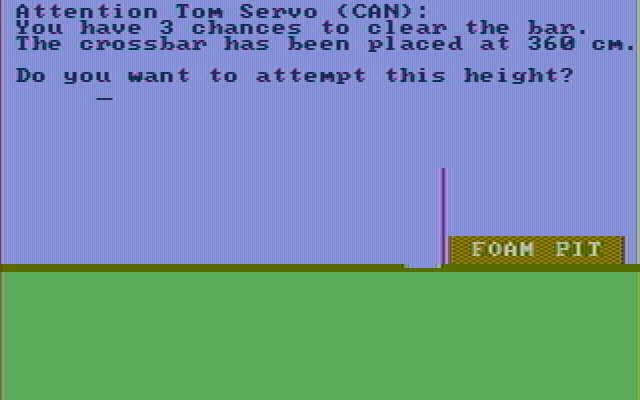 Olympic Decathlon IBM PC/Compatibles Screenshot: Starting the pole vault.