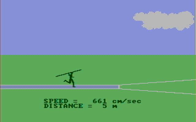 Olympic Decathlon IBM PC/Compatibles Screenshot: Getting ready to throw.