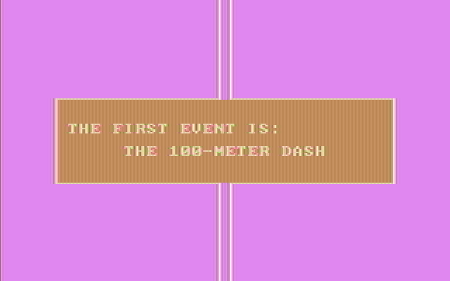 Olympic Decathlon IBM PC/Compatibles Screenshot: On to the first event, the 100-meter dash!