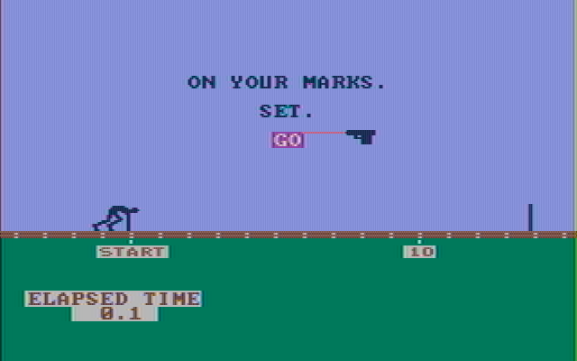Olympic Decathlon IBM PC/Compatibles Screenshot: Get ready...go!