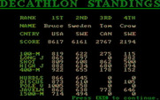 Olympic Decathlon for IBM PC/Compatibles - Final standings.