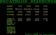 Olympic Decathlon for IBM PC/Compatibles - Decathlon standings.