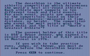 Olympic Decathlon for IBM PC/Compatibles - Game introduction.