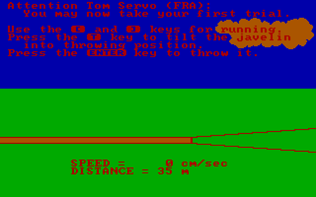 Olympic Decathlon IBM PC/Compatibles Screenshot: Event instructions.