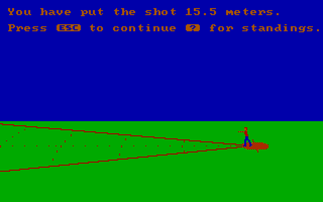 Olympic Decathlon IBM PC/Compatibles Screenshot: Here's the results...