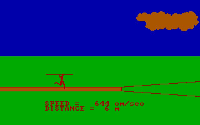 Olympic Decathlon IBM PC/Compatibles Screenshot: Preparing to throw...