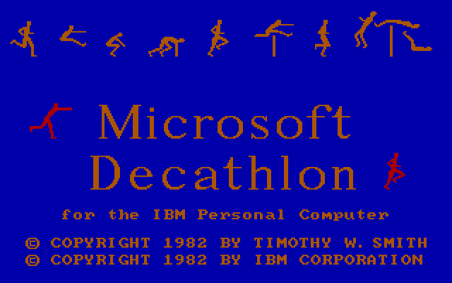Olympic Decathlon IBM PC/Compatibles Screenshot: Title screen.