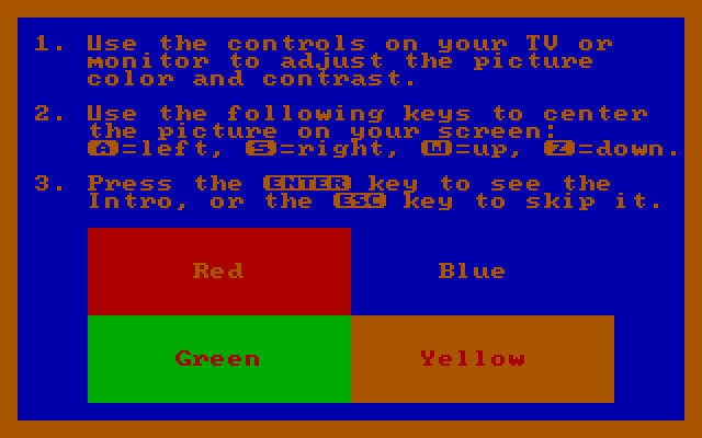 Olympic Decathlon IBM PC/Compatibles Screenshot: Color adjustment screen.
