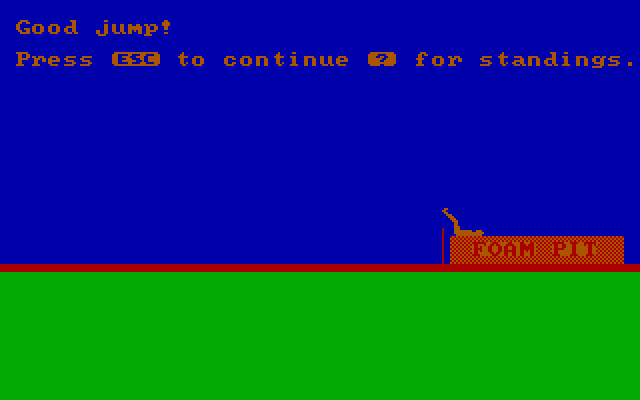 Olympic Decathlon IBM PC/Compatibles Screenshot: That was a good jump!