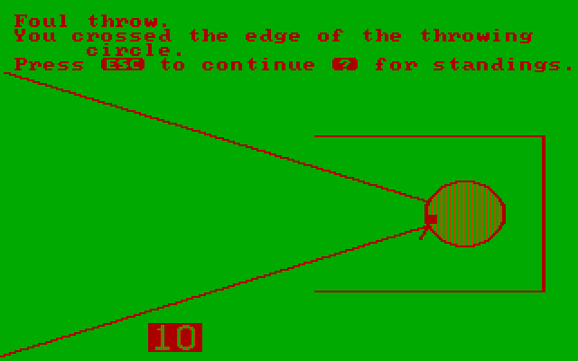 Olympic Decathlon IBM PC/Compatibles Screenshot: Oops, a foul.