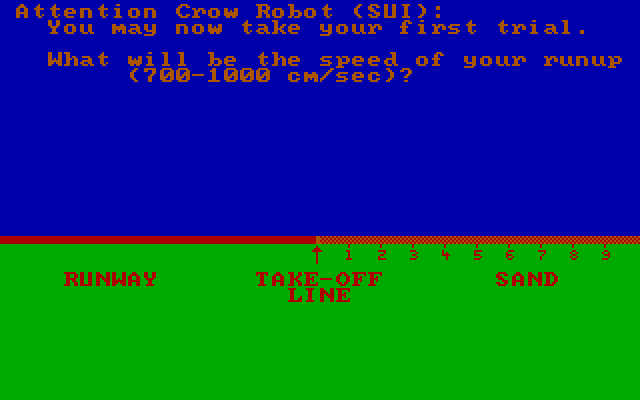 Olympic Decathlon IBM PC/Compatibles Screenshot: What will your runup speed be?