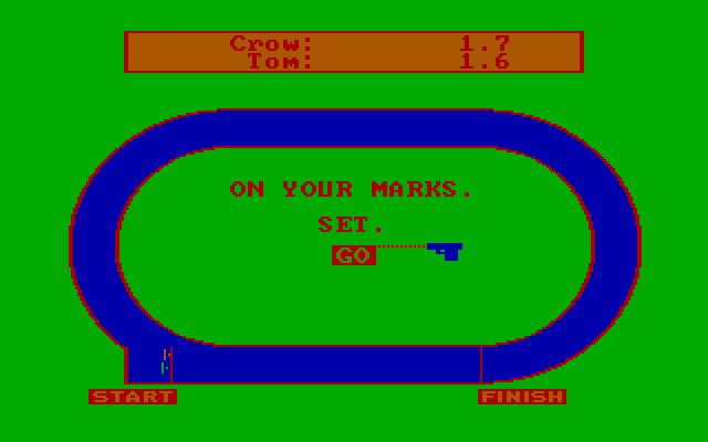 Olympic Decathlon IBM PC/Compatibles Screenshot: Get ready...go!