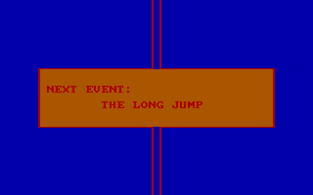 Olympic Decathlon IBM PC/Compatibles Screenshot: Long jump is next.
