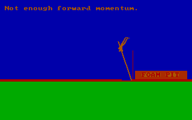 Olympic Decathlon IBM PC/Compatibles Screenshot: Not enough forward momentum!