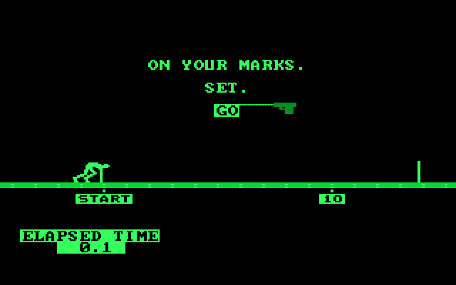 Olympic Decathlon IBM PC/Compatibles Screenshot: Get ready...go!