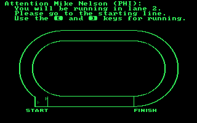 Olympic Decathlon IBM PC/Compatibles Screenshot: Preparing to run...