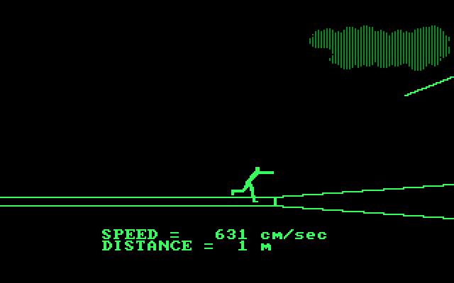 Olympic Decathlon IBM PC/Compatibles Screenshot: Javelin thrown.