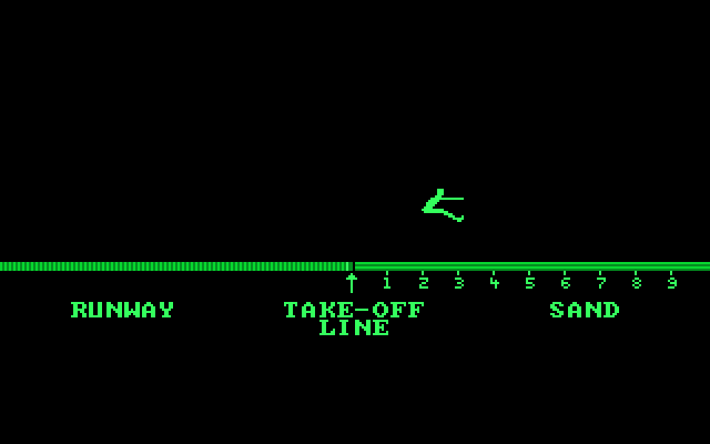 Olympic Decathlon IBM PC/Compatibles Screenshot: Jump in progress...