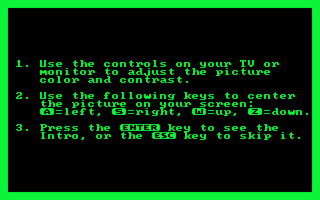 Olympic Decathlon IBM PC/Compatibles Screenshot: Monitor adjustment screen.