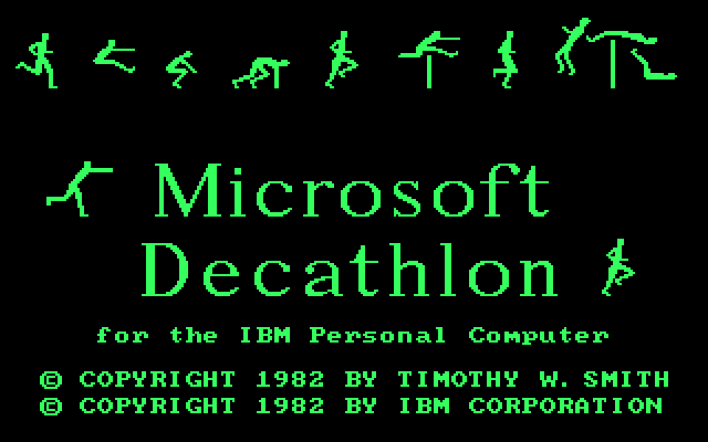 Olympic Decathlon IBM PC/Compatibles Screenshot: Title screen.