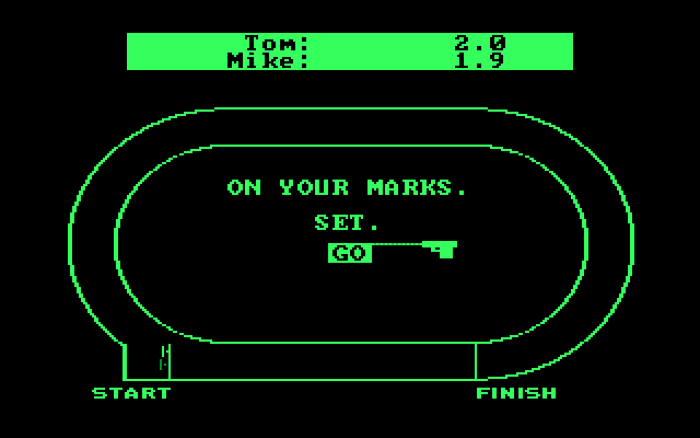 Olympic Decathlon IBM PC/Compatibles Screenshot: Get ready...go!