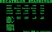 Olympic Decathlon for IBM PC/Compatibles - Decathlon standings.