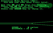 Olympic Decathlon for IBM PC/Compatibles - Time for the javelin throw.