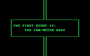 Olympic Decathlon for IBM PC/Compatibles - The first event is the 100-meter dash.