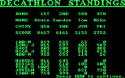 Olympic Decathlon for IBM PC/Compatibles - Here's the final decathlon standings.
