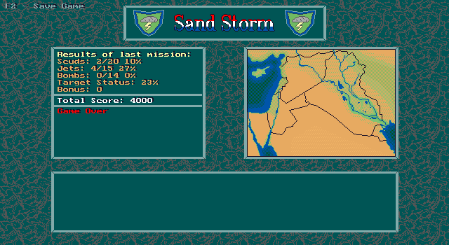 Sandstorm IBM PC/Compatibles Screenshot: Game over.
