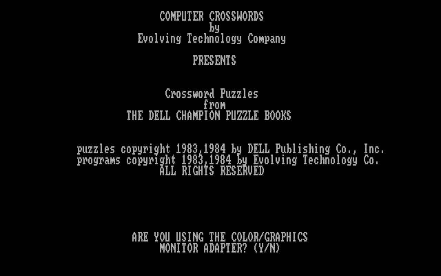 Computer Crosswords IBM PC/Compatibles Screenshot: Title screen.